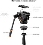 K&F Video Tripod With Fluid Head 1.8m - Image 3