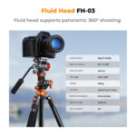K&F Video Tripod with FH-03 Fluid Head - Image 2